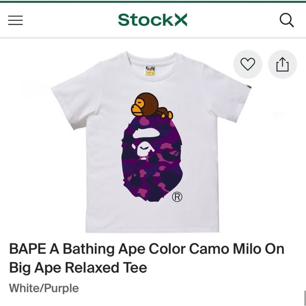 Bape White and Purple Short Sleeve Tees